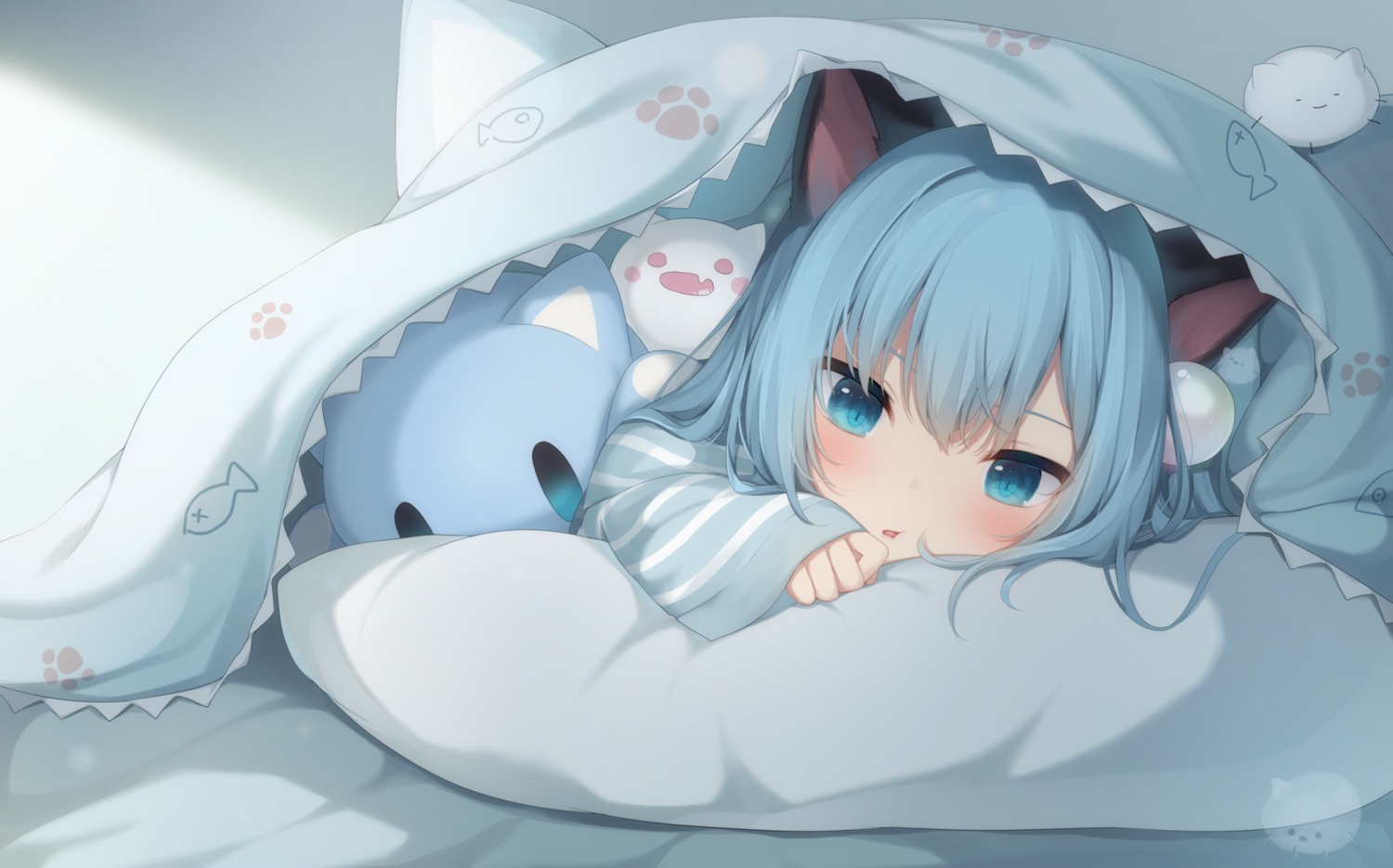 amashiro_natsuki, animal_ears, nekoha_shizuku, nekomimi, sheets