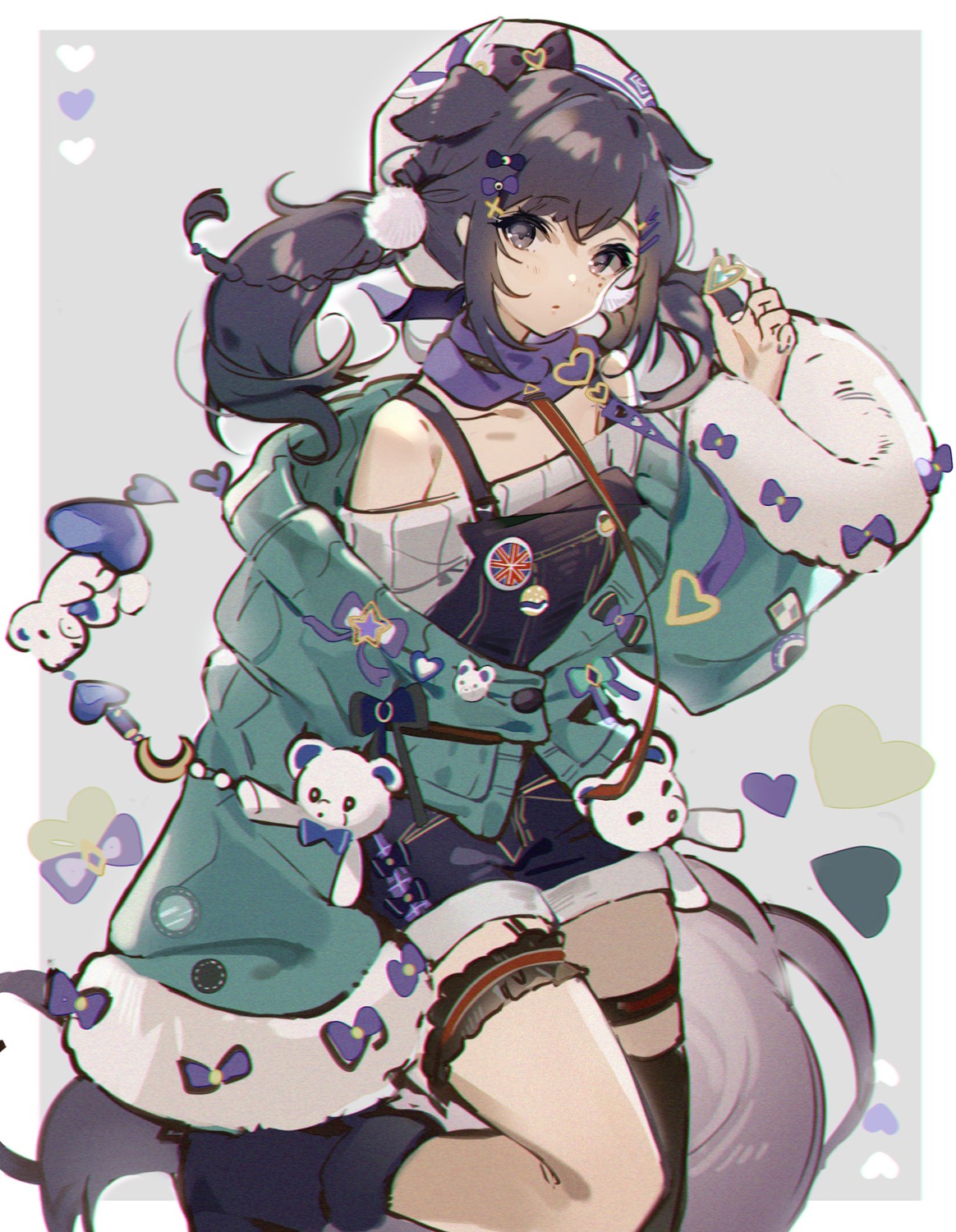 aiba_uiha, animal_ears, garter, nijisanji, thighhighs, tomato_omurice_melon