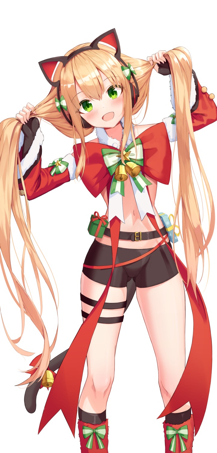 animal_ears, christmas, garter, girls_frontline, nekomimi, seero, tail, tmp_(girls_frontline)