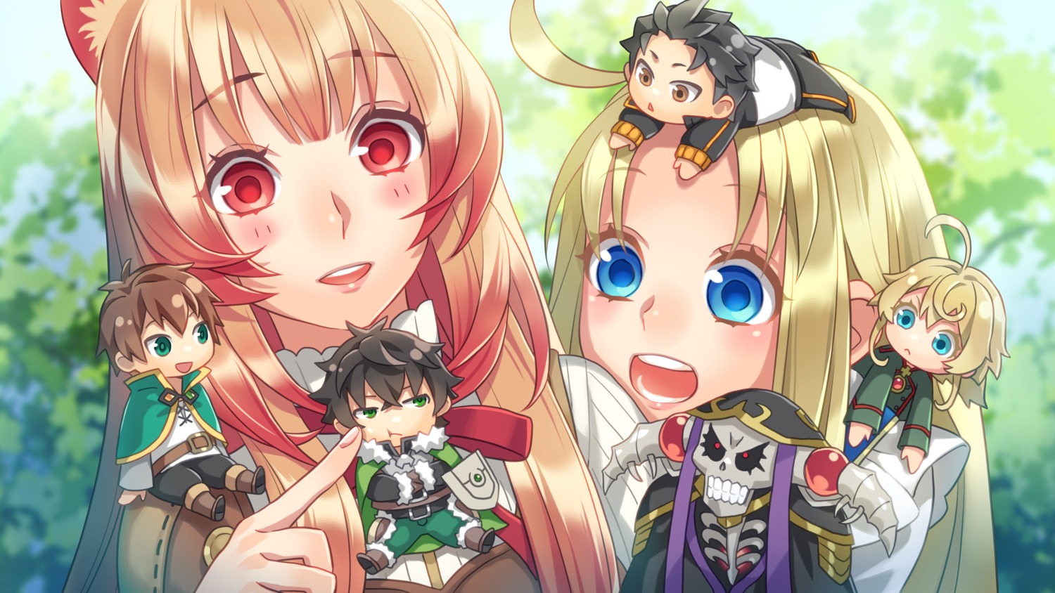 isekai_quartet, kono_subarashii_sekai_ni_shukufuku_wo!, minami_seira, overlord, raphtalia, re:zero_kara_hajimeru_isekai_seikatsu, tate_no_yuusha_no_nariagari, youjo_senki