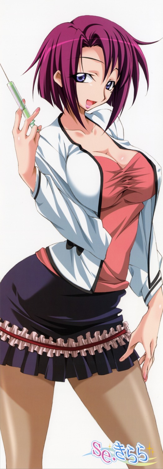cleavage, fujimaki_yasuko, native, pantyhose, se.kirara, stick_poster, tabata_hisayuki