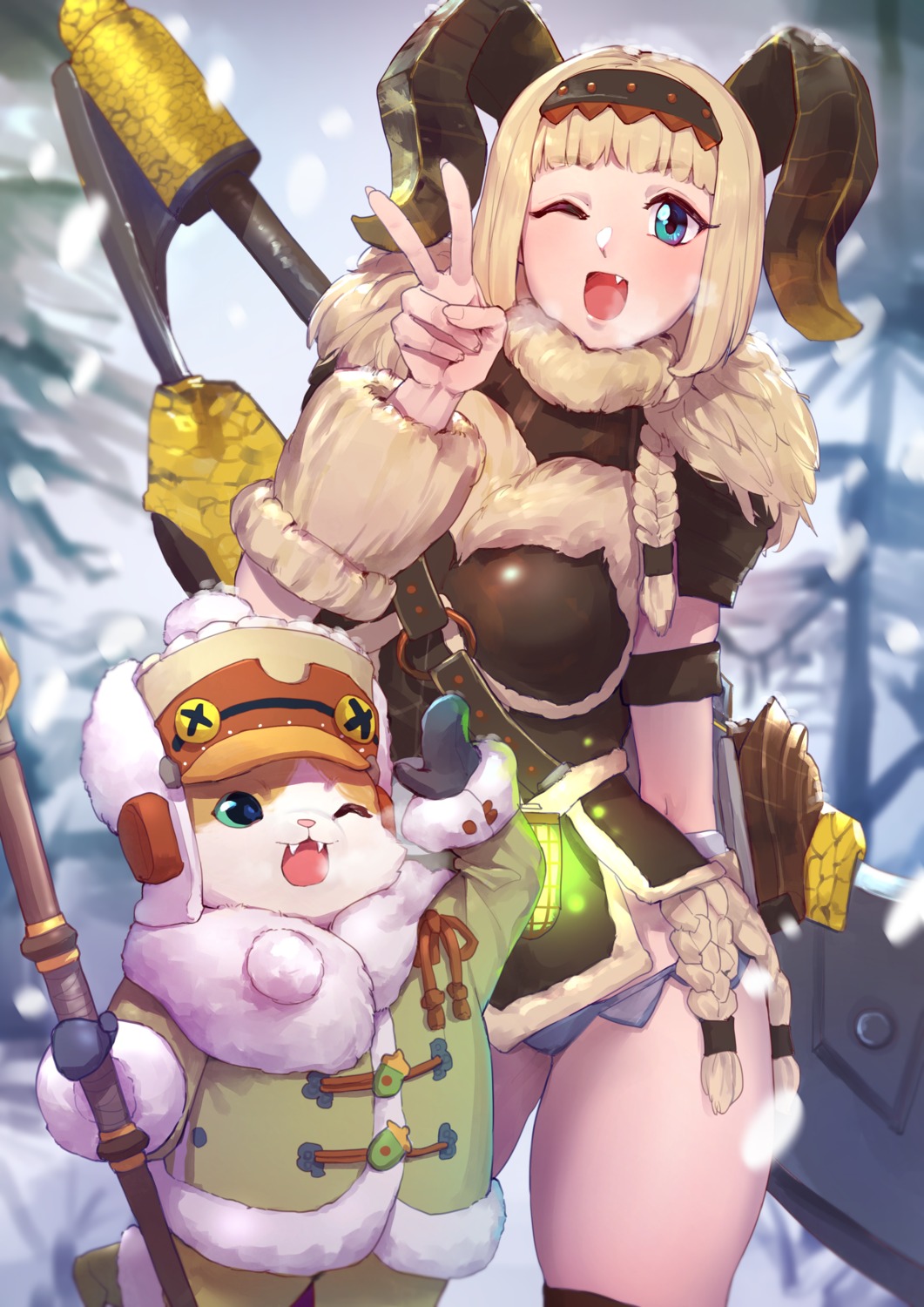 armor, banbaro, felyne, horns, monster_hunter, mr.lime, sword