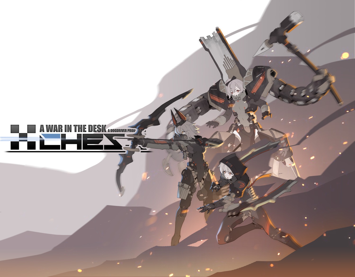 animal_ears, bunny_ears, lanyaojun, mecha_musume, thighhighs, weapon