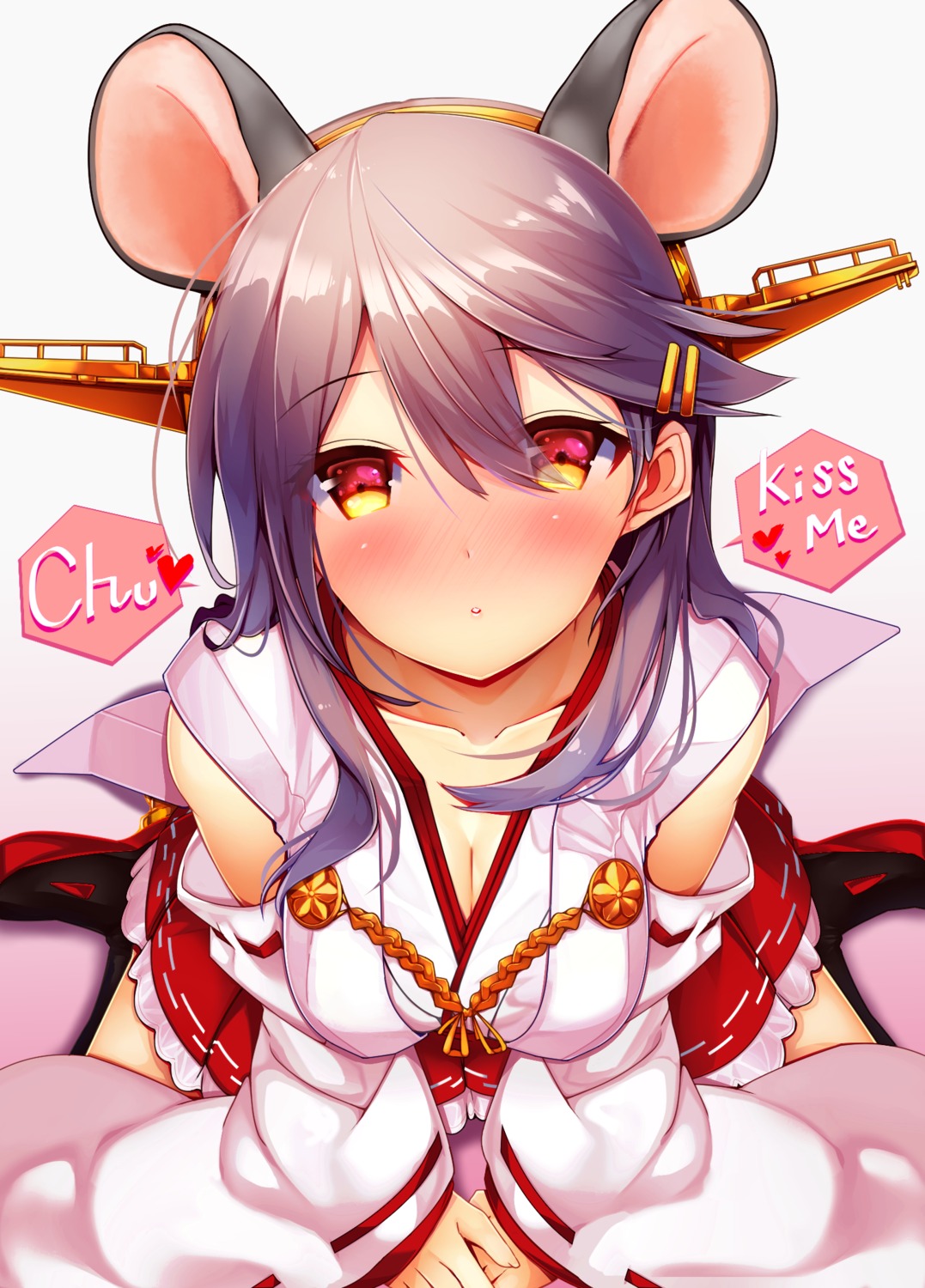 animal_ears, cleavage, haruna_(kancolle), kantai_collection, tsukui_kachou