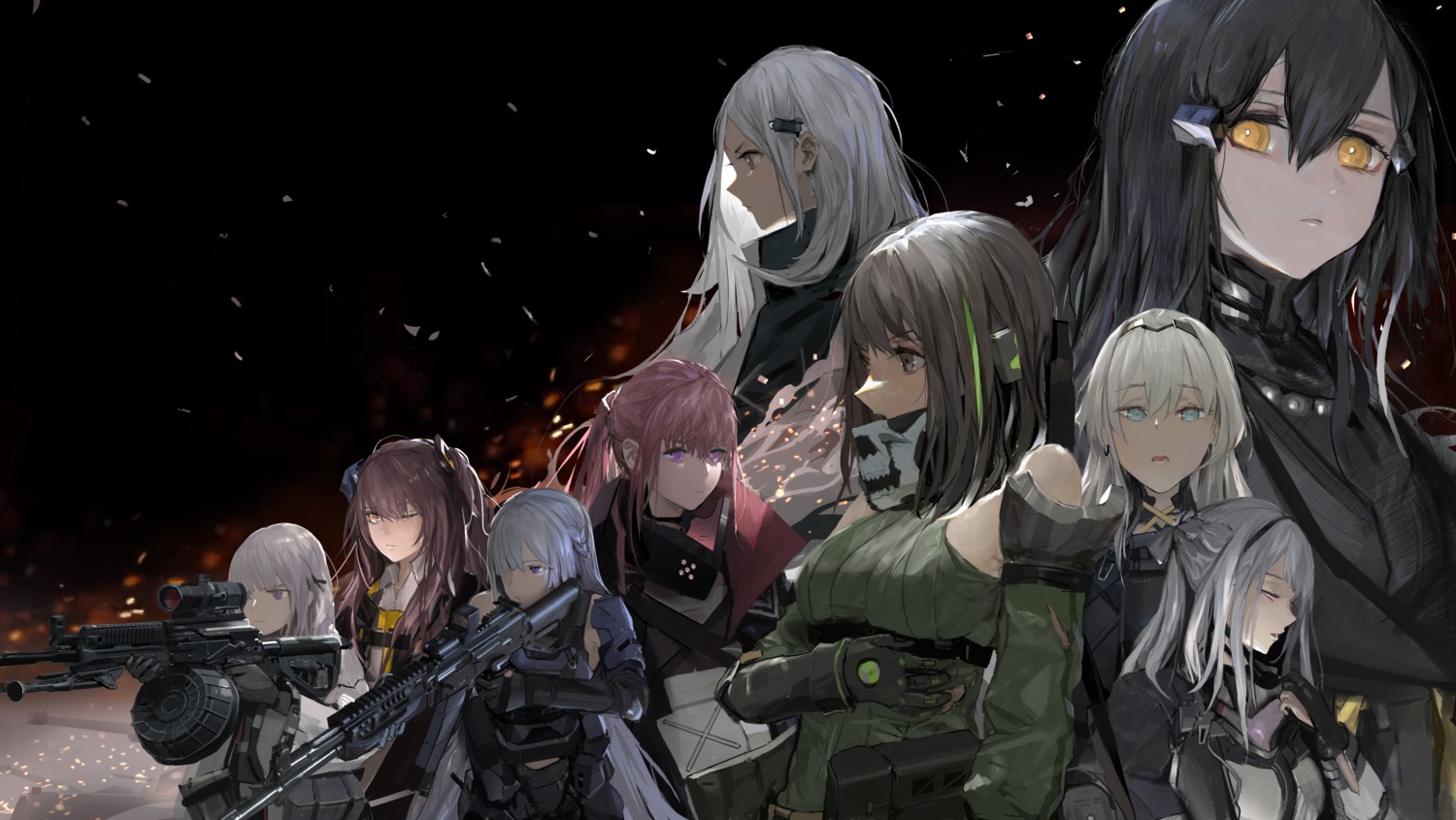 ak-12_(girls_frontline), ak-15_(girls_frontline), an-94_(girls_frontline), elisa_(girls_frontline), girls_frontline, gun, m4a1_(girls_frontline), nyto_black_(girls_frontline)