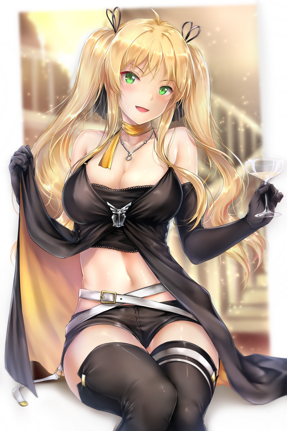 azur_lane, cleavage, garter, hornet_(azur_lane), rei_kun, thighhighs