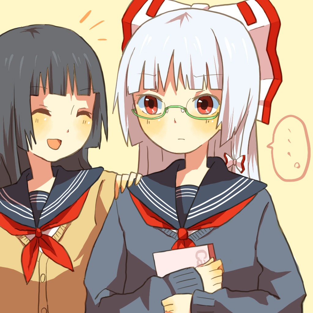 fujiwara_no_mokou, houraisan_kaguya, orange_(artist), seifuku, touhou