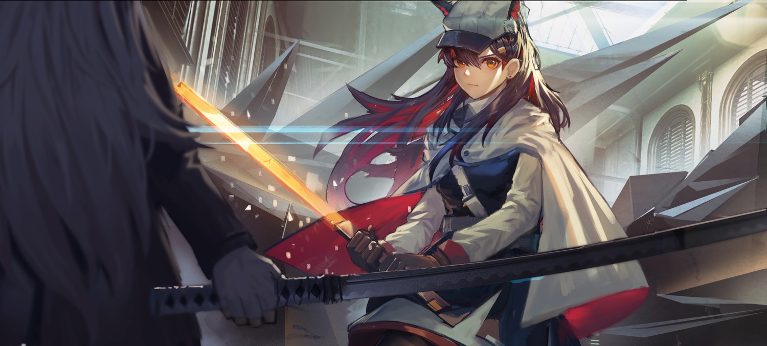 animal_ears, arknights, doren, sword, texas_(arknights)