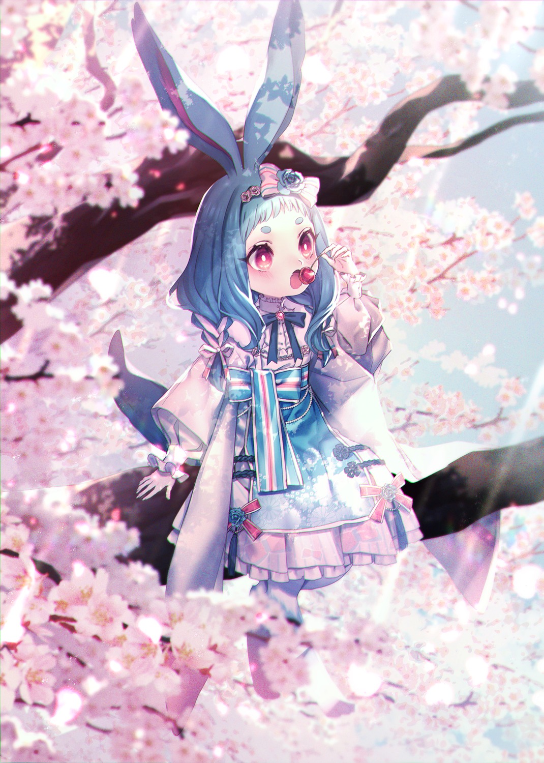 animal_ears, asian_clothes, bunny_ears, moe_(hamhamham)