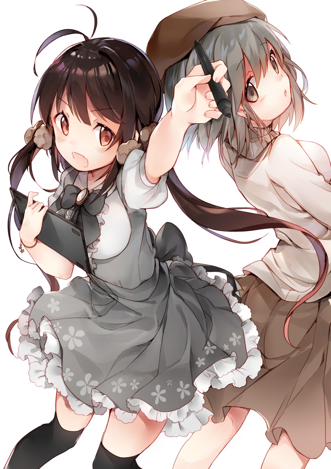 amafuyu, dress, skirt_lift, sweater, thighhighs