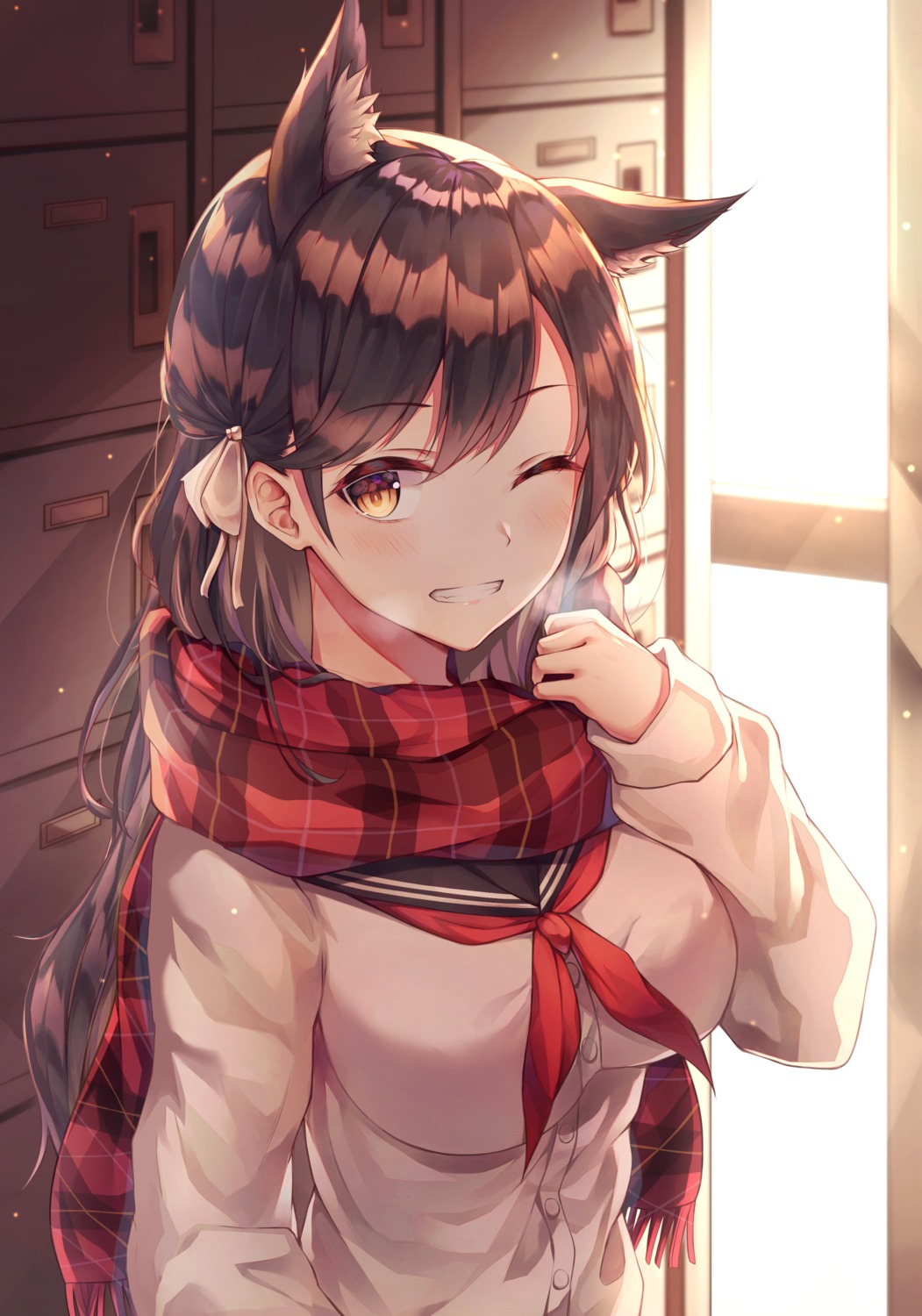 animal_ears, atago_(azur_lane), azur_lane, breast_hold, gyungsin, seifuku, sweater