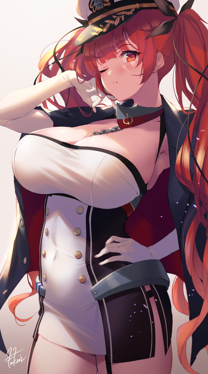azur_lane, cleavage, fukai_ryosuke, honolulu_(azur_lane), uniform