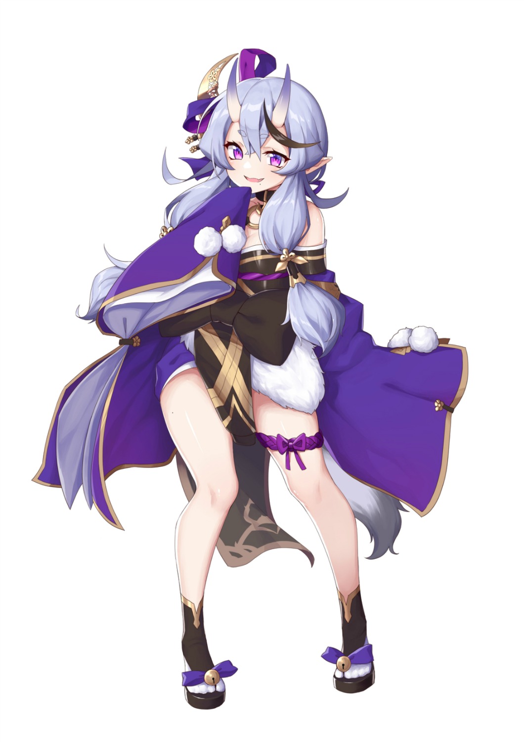 da_chu_z_jun, garter, horns, japanese_clothes, nijisanji, nijisanji_seeds, pointy_ears, rindou_mikoto