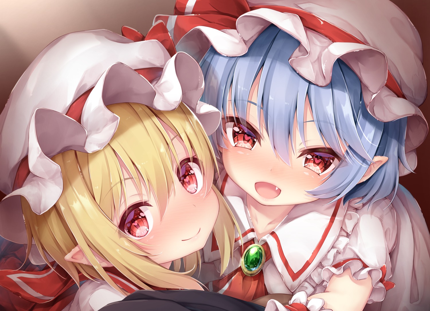 dress, flandre_scarlet, pointy_ears, remilia_scarlet, sorairo_len, touhou