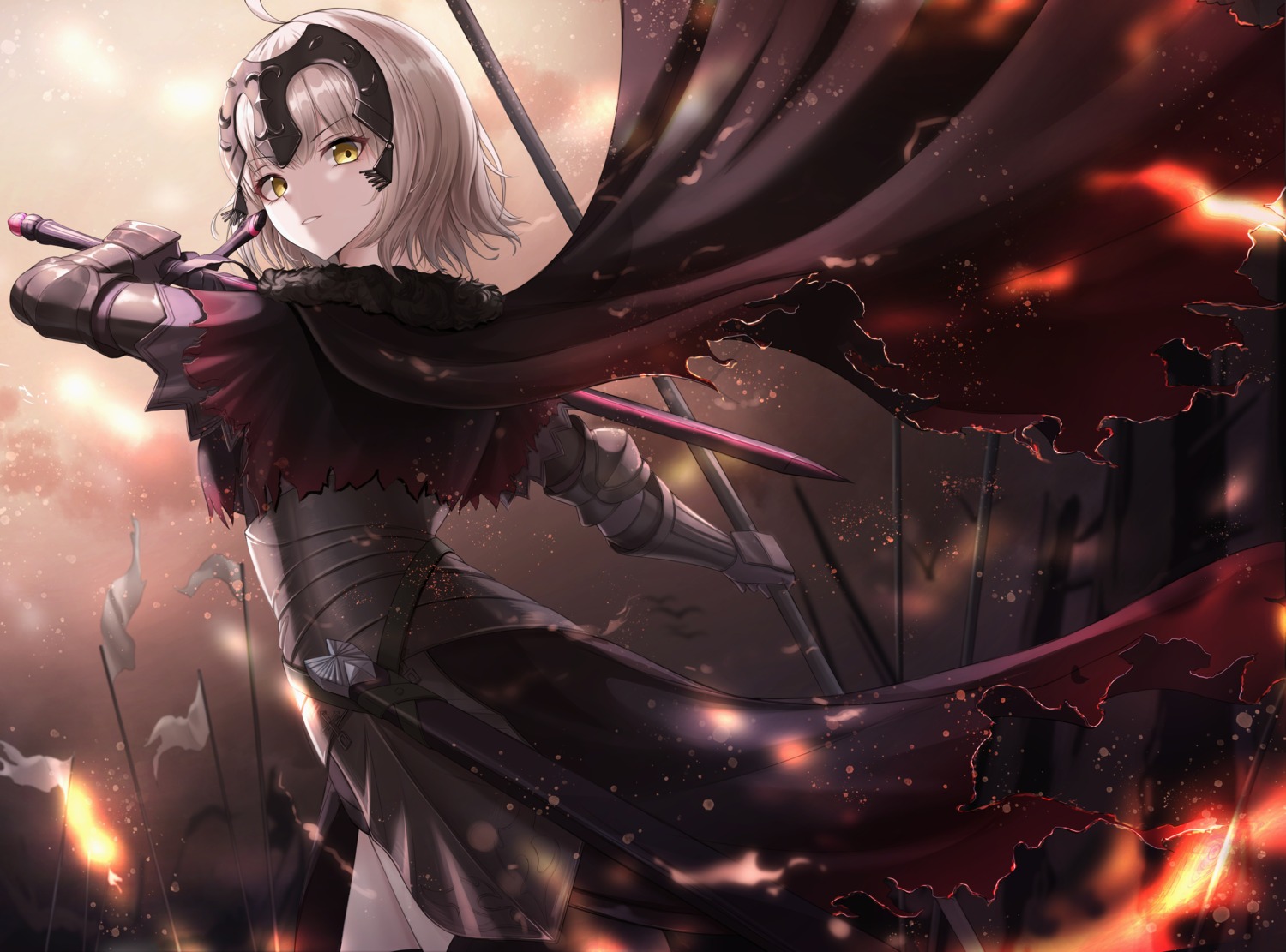 armor, cow-ring, fate/grand_order, jeanne_d'arc, jeanne_d'arc_alter_(fate), sword