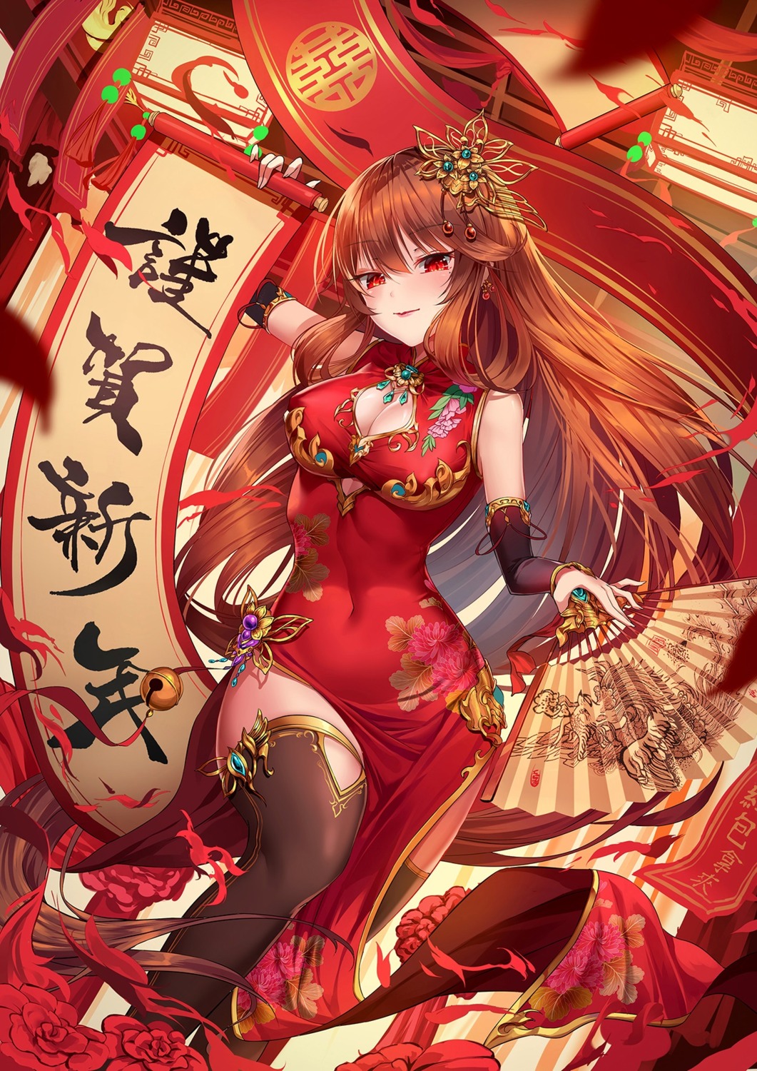 black_0_0p, chinadress, cleavage, tagme, thighhighs