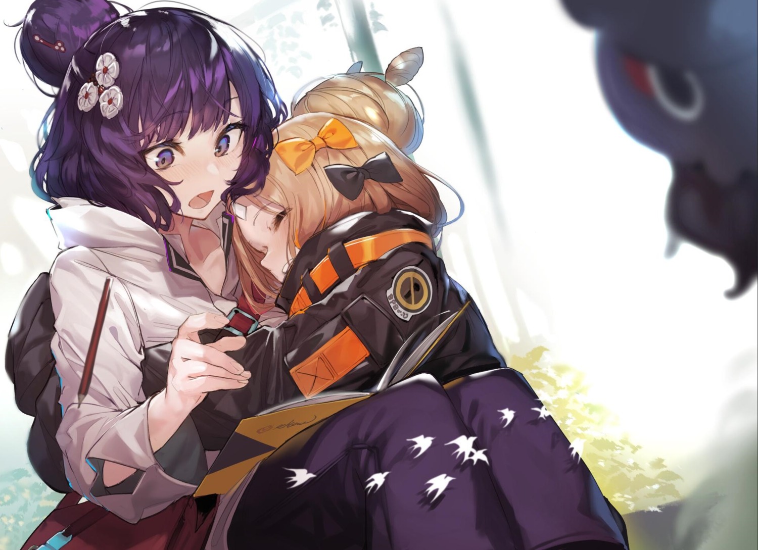 abigail_williams_(fate), akieda, bandaid, fate/grand_order, katsushika_hokusai_(fate), yuri