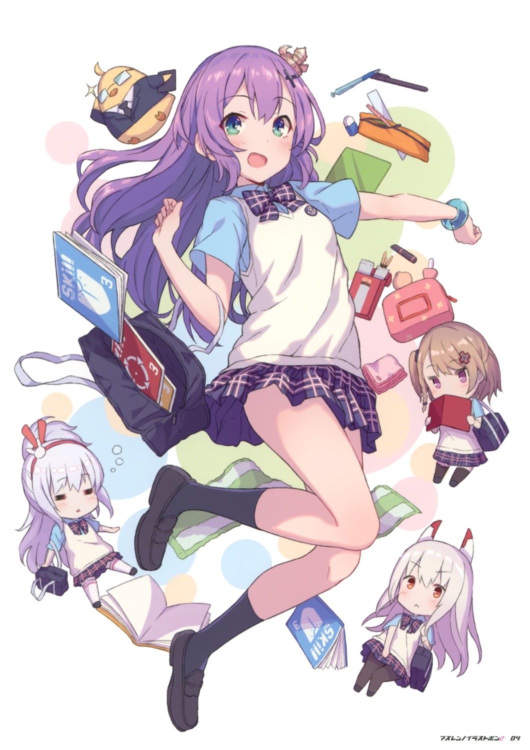ayanami_(azur_lane), azur_lane, chibi, horns, javelin_(azur_lane), laffey_(azur_lane), manjuu_(azur_lane), nemeneko_6