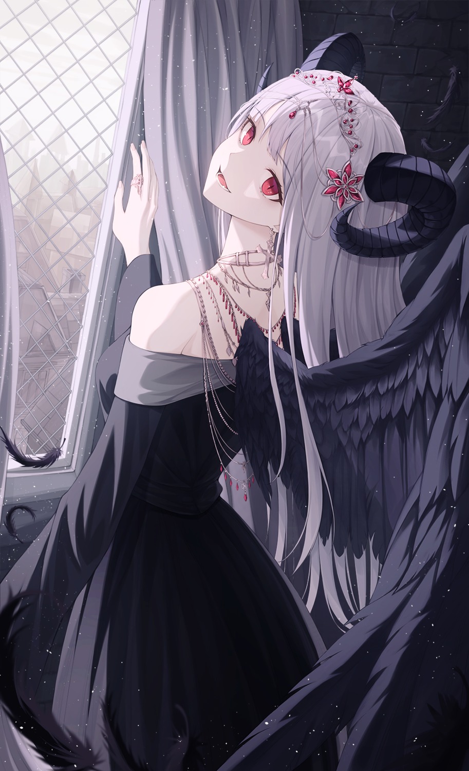 devil, dress, horns, wings, yuyo_(i_iuyo)