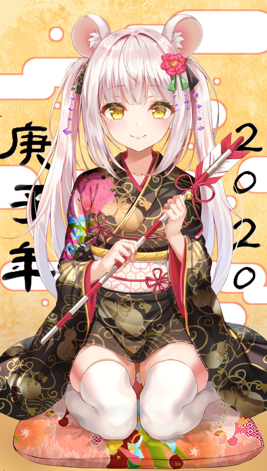 animal_ears, kimono, lotpi, thighhighs