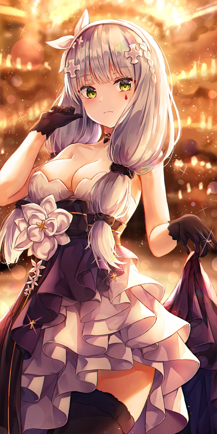 cleavage, dress, girls_frontline, hk416_(girls_frontline), lkeris, thighhighs