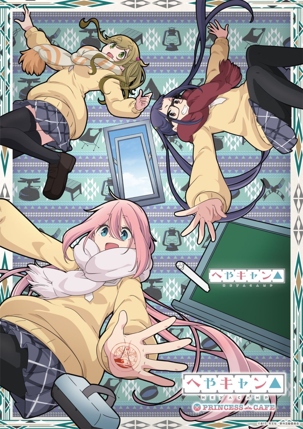 inuyama_aoi, kagamihara_nadeshiko, megane, oogaki_chiaki, pantyhose, sasaki_mutsumi_(bee_train), seifuku, skirt_lift