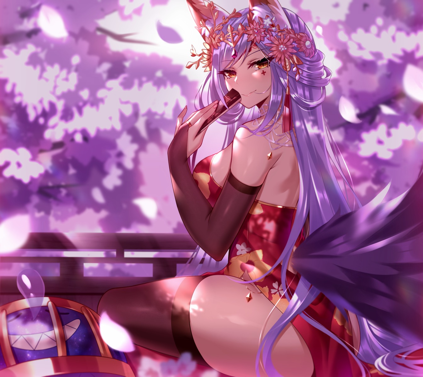 animal_ears, ass, black_fire, chinadress, tail, thighhighs, tower_of_saviors