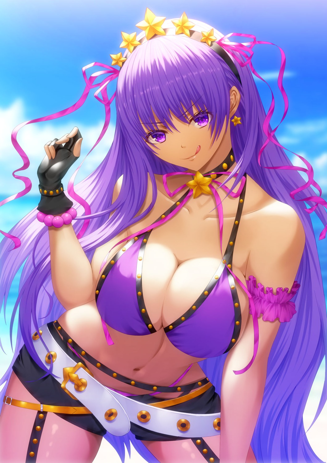 bb_(fate), bikini, cleavage, fate/grand_order, fujifuji924, garter_belt, swimsuits