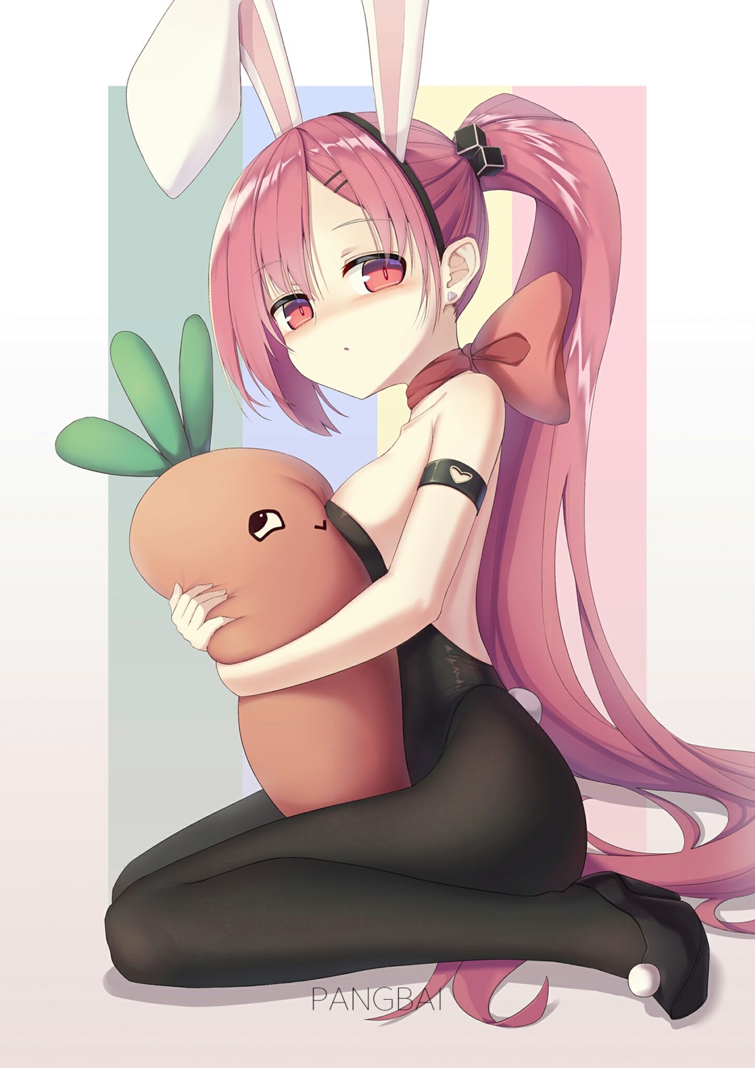 animal_ears, bunny_ears, bunny_girl, heels, no_bra, pangbai_666, pantyhose, tail