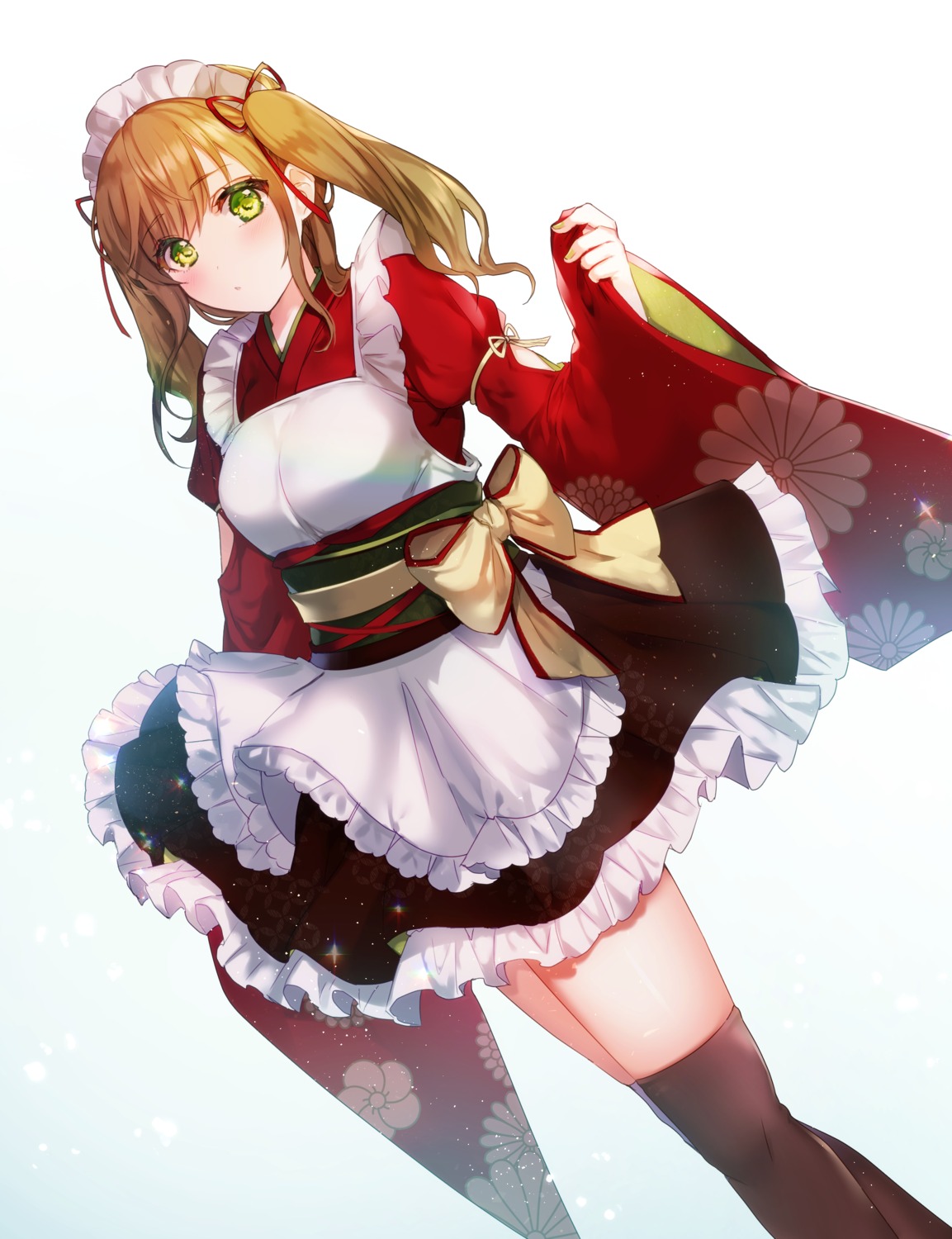 maid, nanase_chiori, skirt_lift, thighhighs, wa_maid