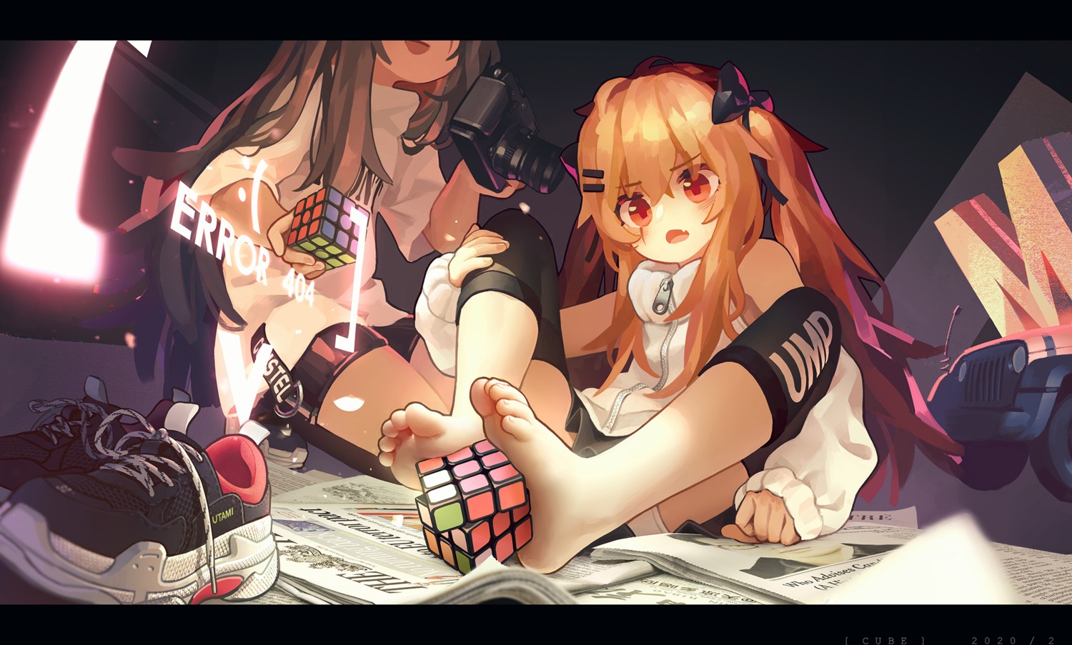 feet, girls_frontline, pantsu, skirt_lift, tianliang_duohe_fangdongye, ump45_(girls_frontline), ump9_(girls_frontline)