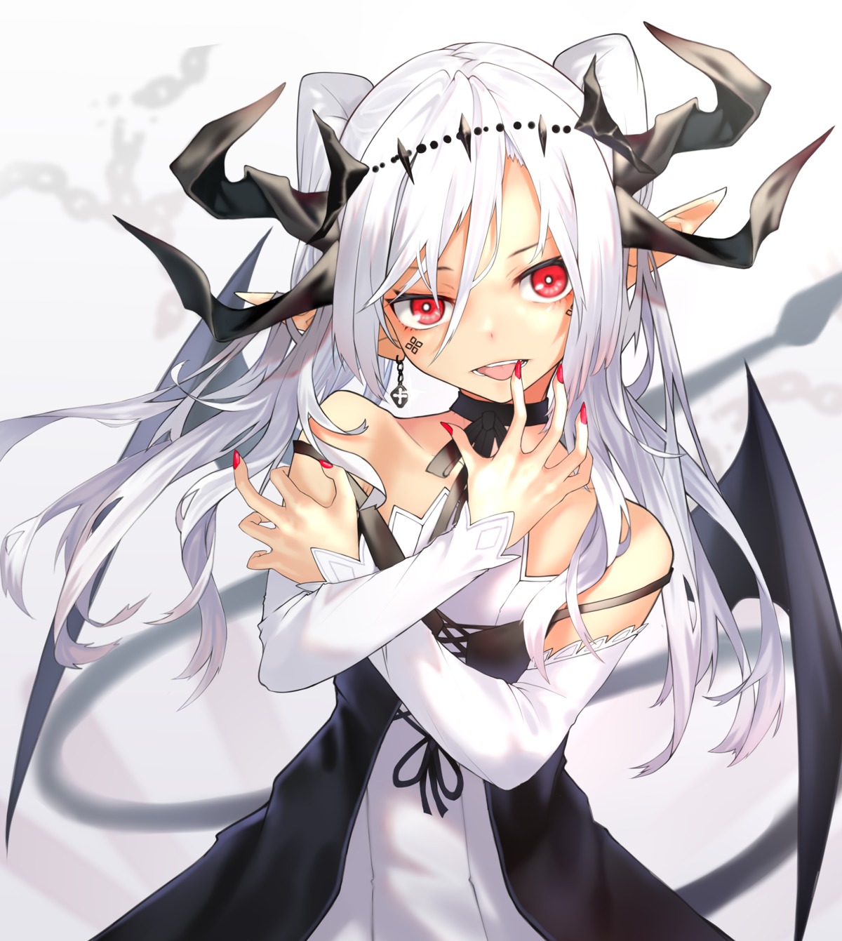 devil, dress, horns, kesuno, pointy_ears, tail, wings