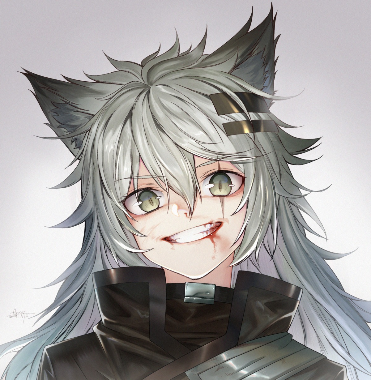 animal_ears, anson_(13686564308), arknights, blood, lappland_(arknights)