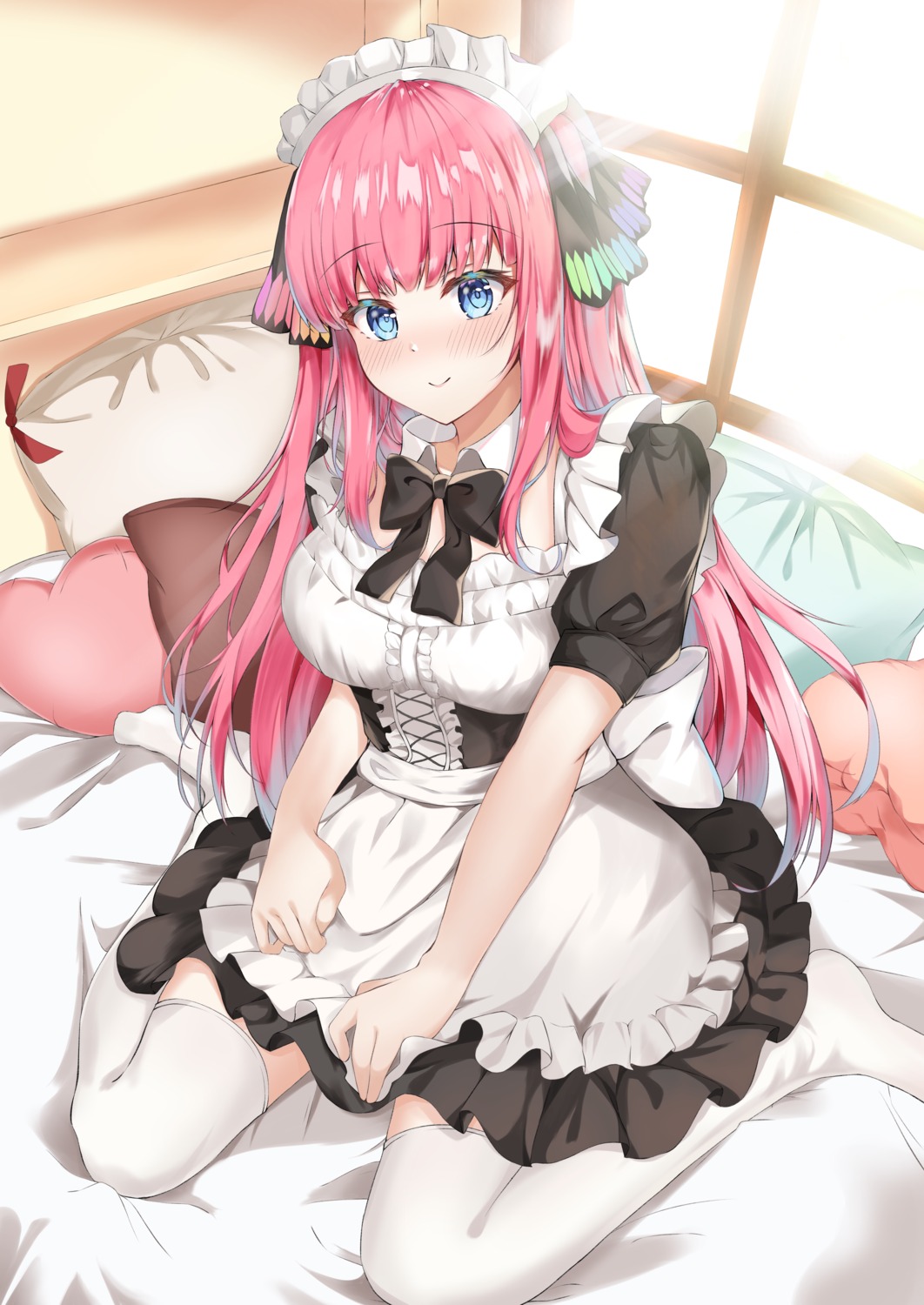 5-toubun_no_hanayome, maid, nakano_nino, shizuku_(shizukusushi), thighhighs