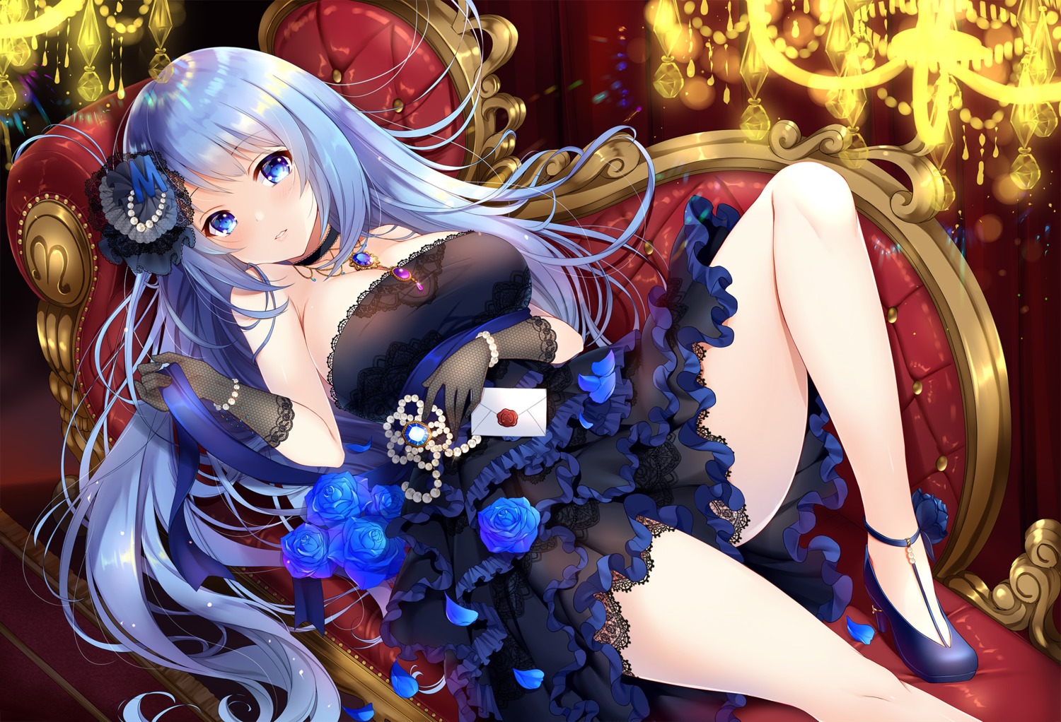 cleavage, dress, emori_miku, emori_miku_project, heels, koyama_sao, skirt_lift