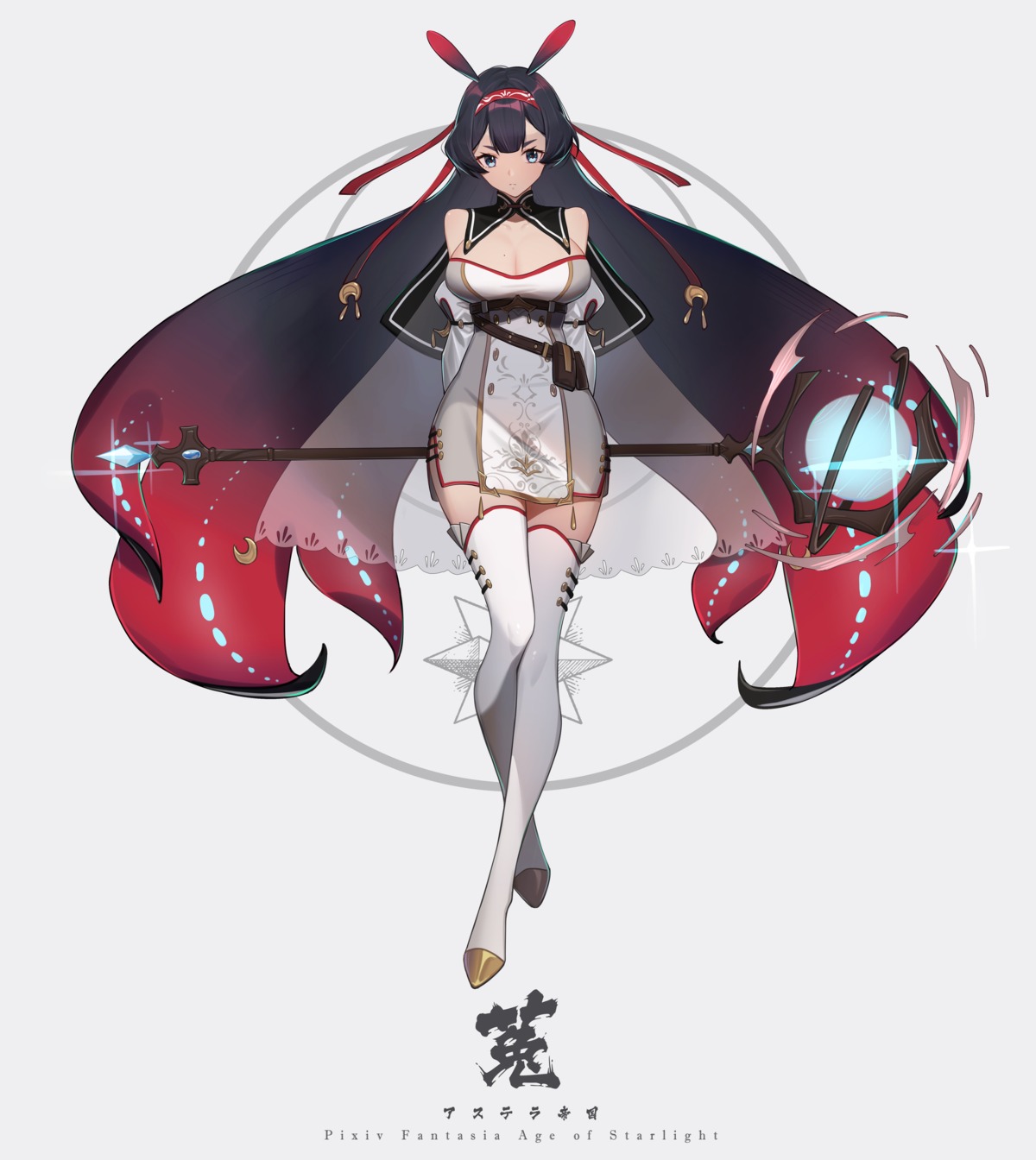 animal_ears, bunny_ears, chinadress, cleavage, pixiv_fantasia_age_of_starlight, thighhighs, xtears_kitsune