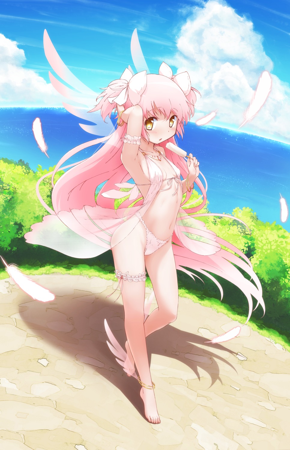 bikini, garter, kaname_madoka, mahou_shoujo_madoka_magica, see_through, swimsuits, ultimate_madoka, wings, yanmaami