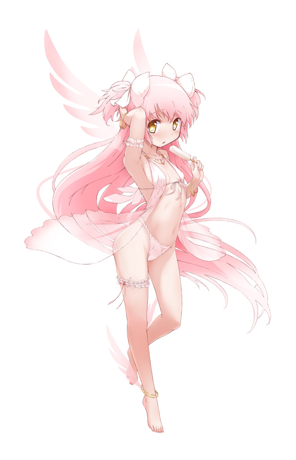 bikini, garter, kaname_madoka, mahou_shoujo_madoka_magica, see_through, swimsuits, ultimate_madoka, wings, yanmaami