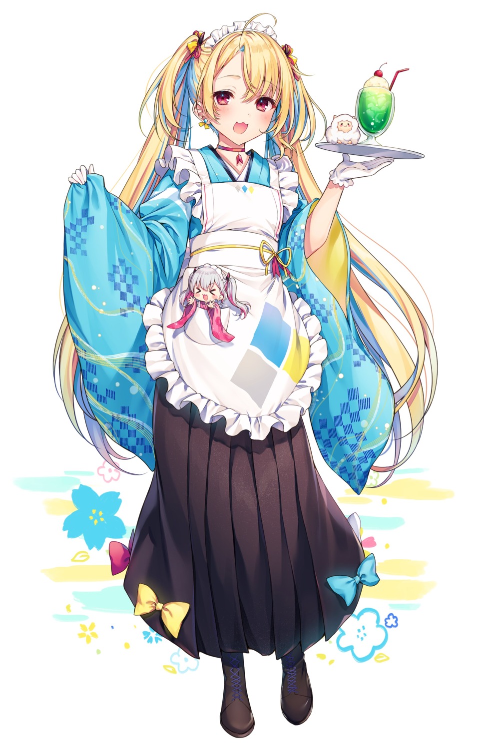 avatar_2.0_project, chibi, komeshiro_kasu, maid, minase_shia, musubime_yui, wa_maid, waitress