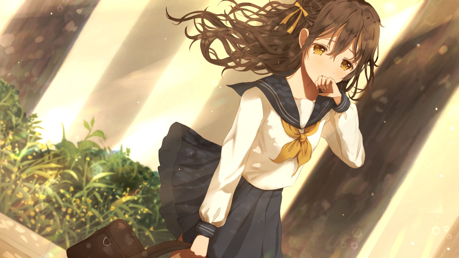 peach_punch, seifuku, skirt_lift, wallpaper