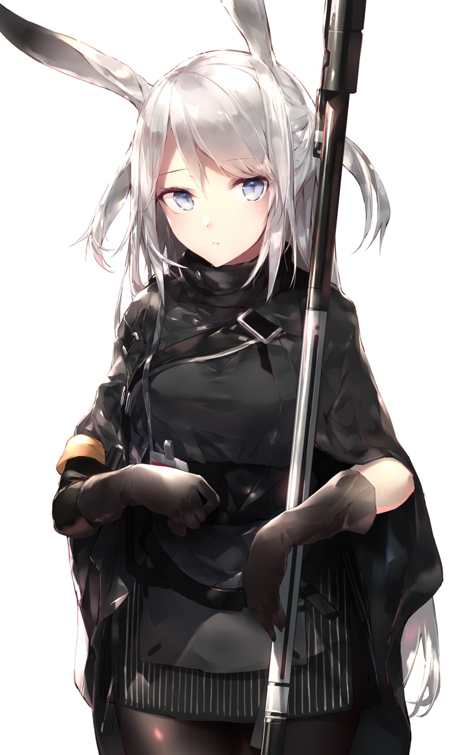 animal_ears, arknights, bunny_ears, pantyhose, sakusyo, savage_(arknights), weapon
