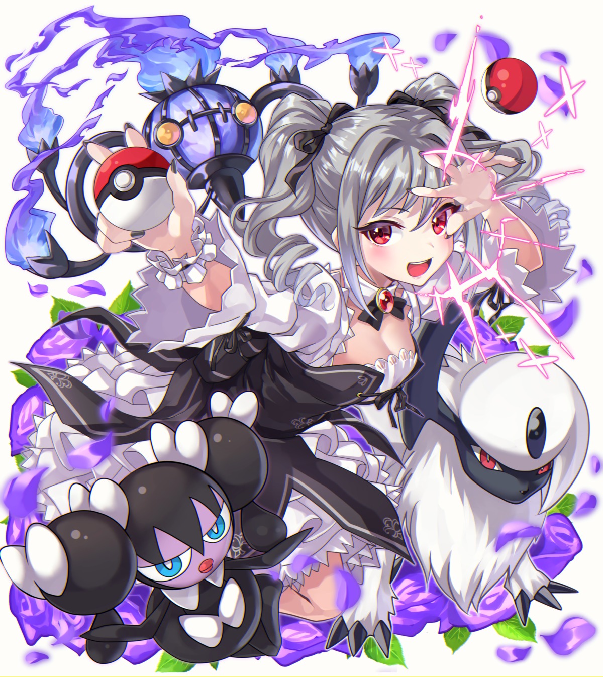 absol, chandelure, cleavage, crossover, gothorita, kanzaki_ranko, pokemon, shashaki