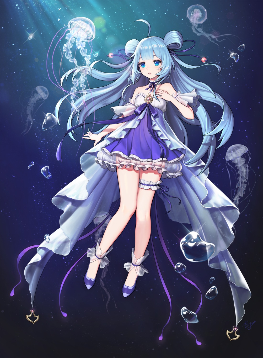 anzeno_(dohyun0305), anzumame, breast_hold, dress, garter, see_through