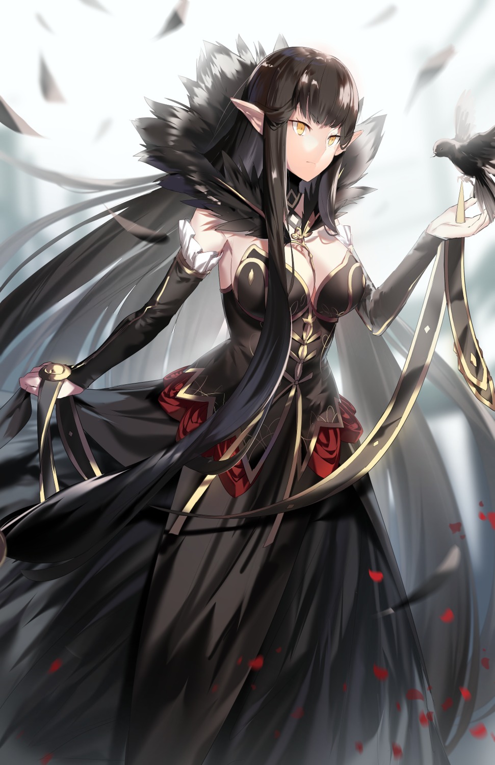 cleavage, dress, fate/apocrypha, fate/stay_night, grape, pointy_ears, semiramis_(fate)
