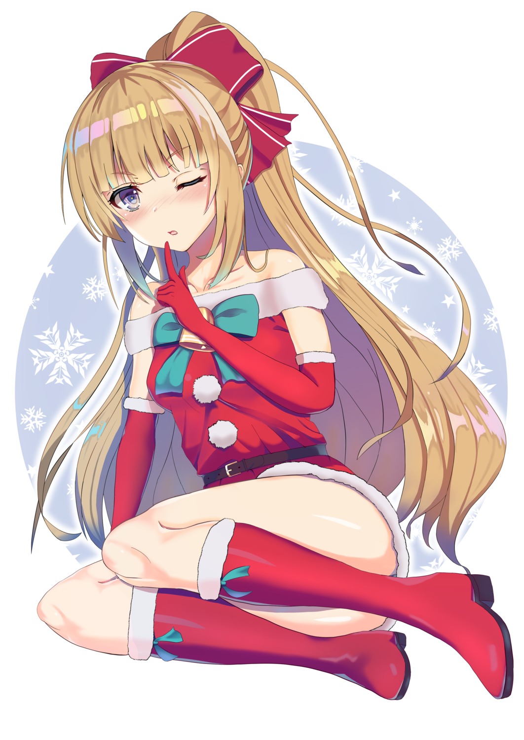 breast_hold, christmas, dress, heels, kaneki_yushi, karuizawa_kei, pantsu, skirt_lift