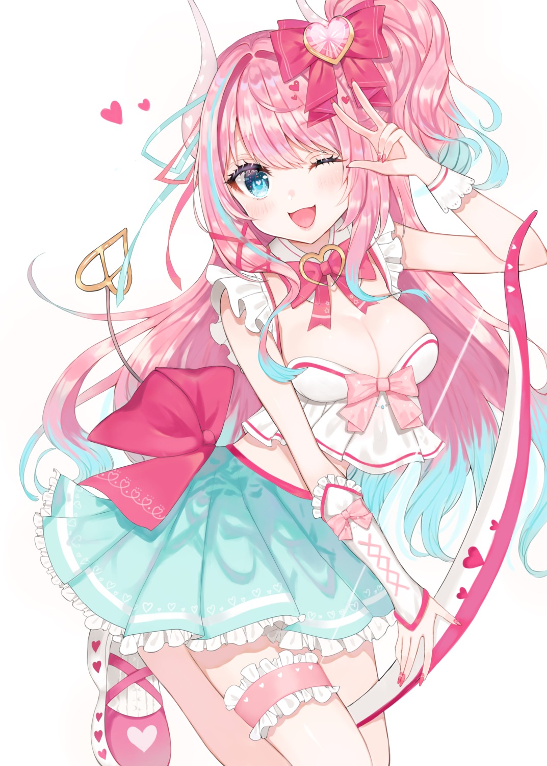 garter, horns, minami_suzuna, princess_connect!, princess_connect!_re:dive, tail, yupi_(yuyupiko01)