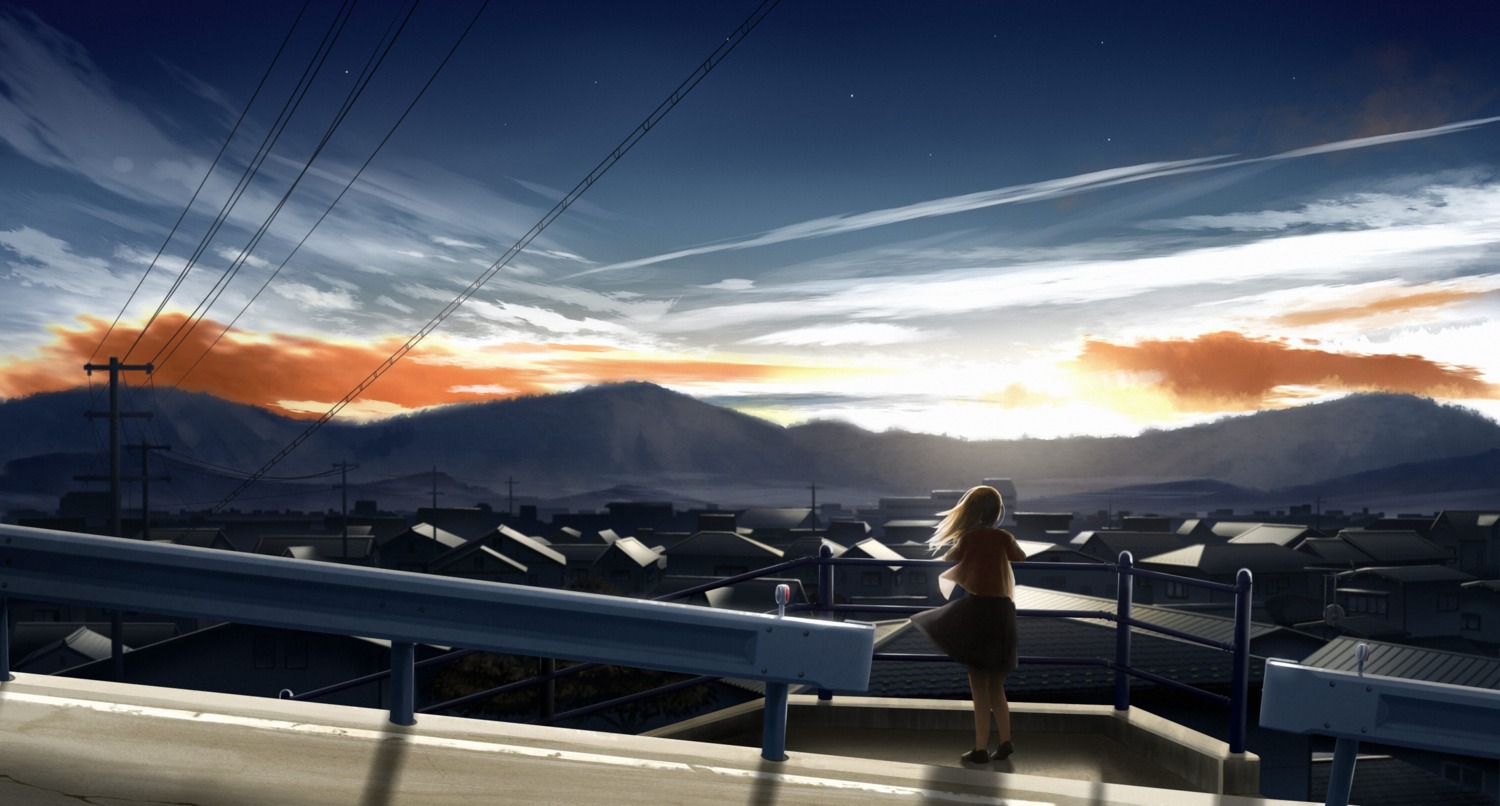 gensuke_(ryun), landscape, seifuku, skirt_lift