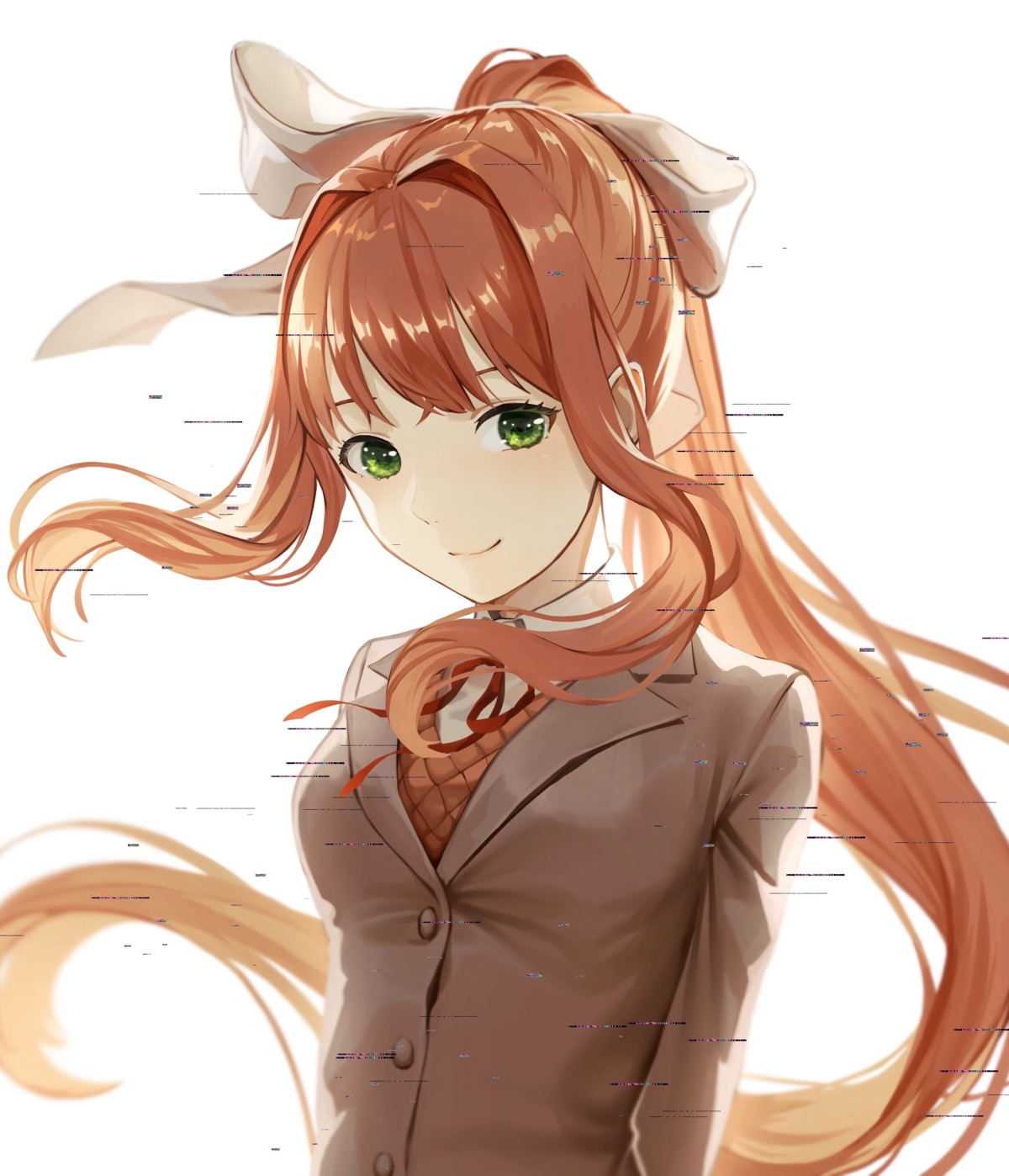 doki_doki_literature_club!, monika_(doki_doki_literature_club!), seifuku, shi_niao, sweater