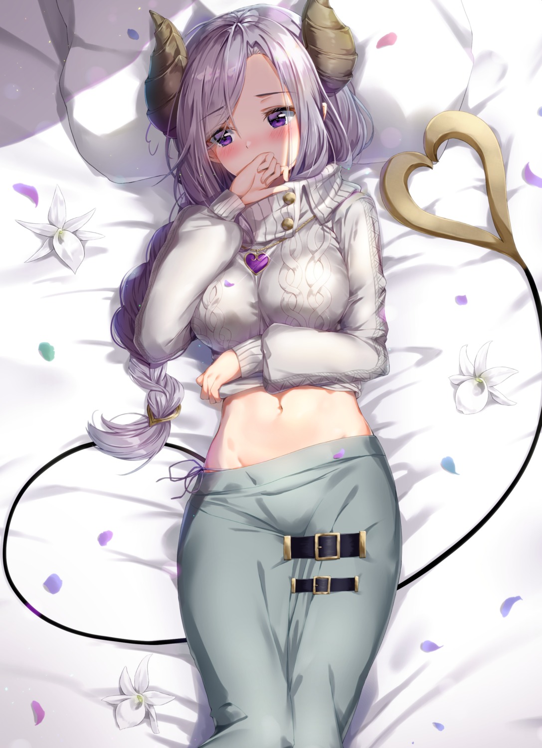 breast_hold, honey_strap, horns, kuria_(clear_trip_second), nanashi_inc., saionji_mary, shirt_lift, sweater