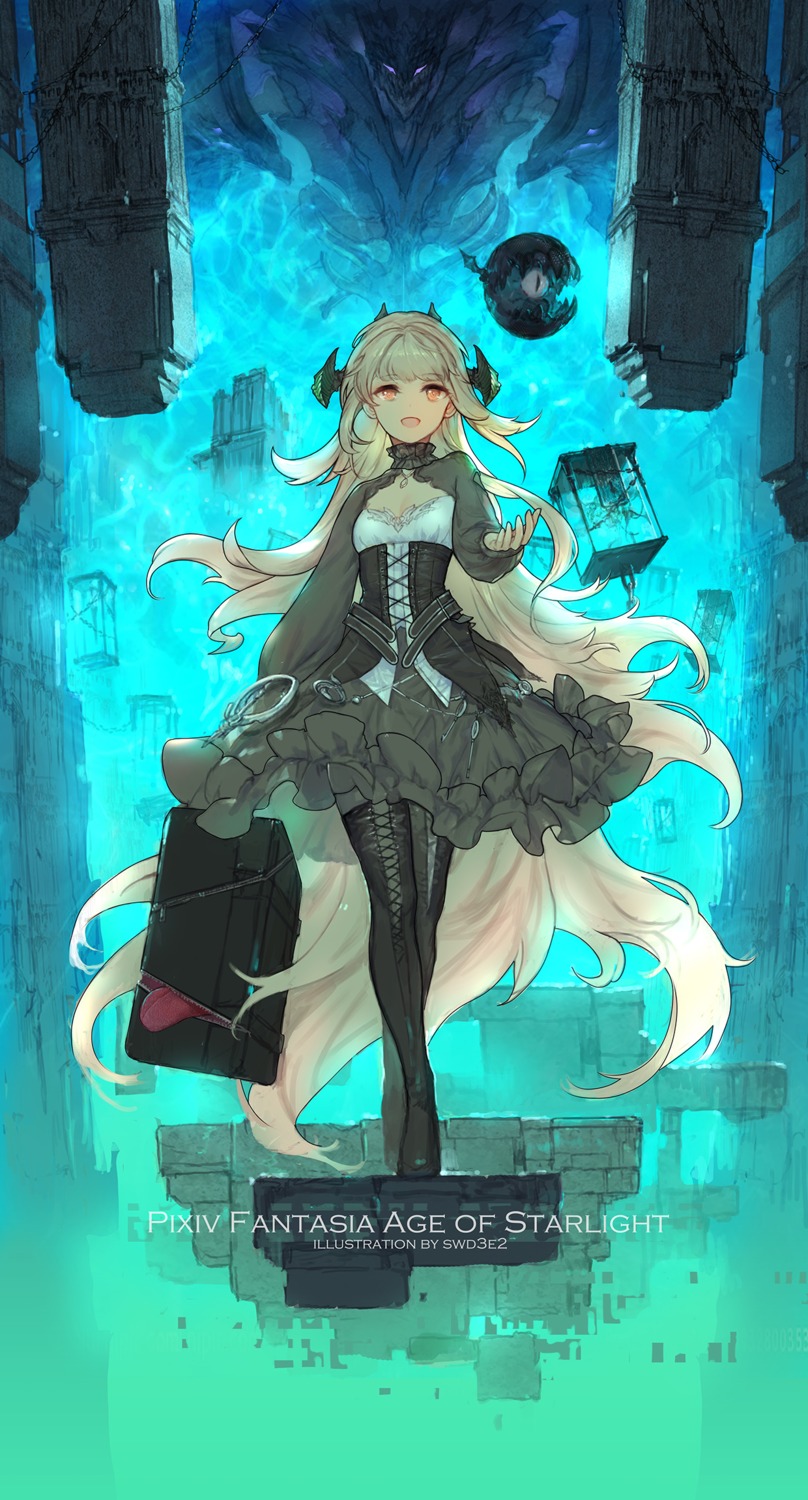 cleavage, gothic_lolita, horns, lolita_fashion, pixiv_fantasia_age_of_starlight, swd3e2
